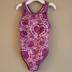 Tye Dye heart pattern purple/white one piece swimsuit